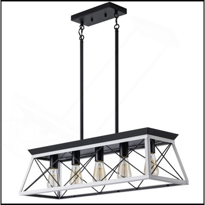 Lustre suspendu industriel 32 lumières à 5 lumières, cage moderne en métal, luminaire suspendu réglable pour la salle à manger, la cuisine et le salon (sans ampoules)