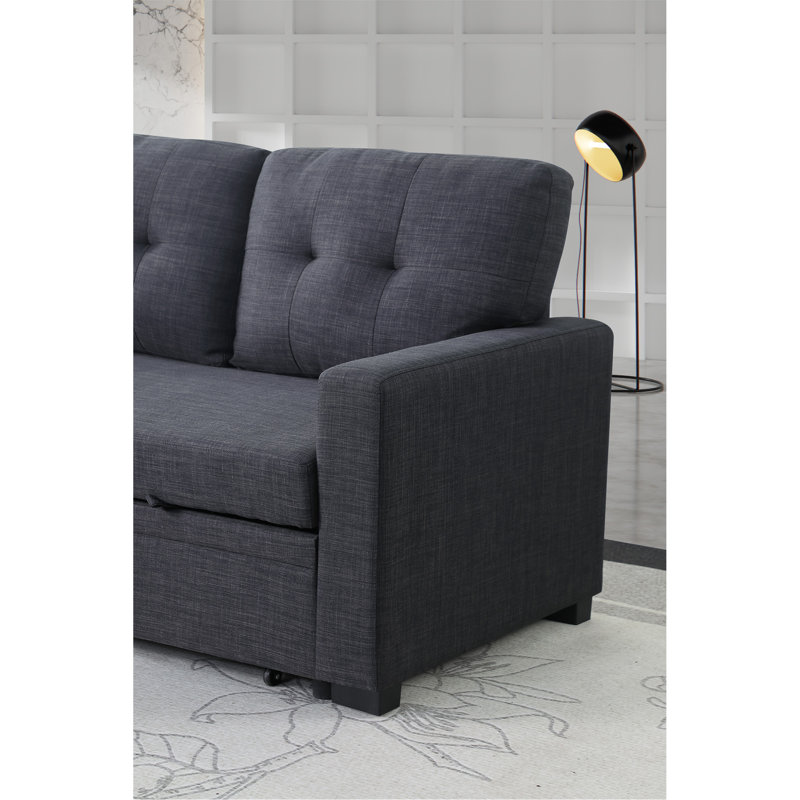 Storage Sofa: Cotton Linen & Fibre Foam Combo, Dark Grey Cotton Linen