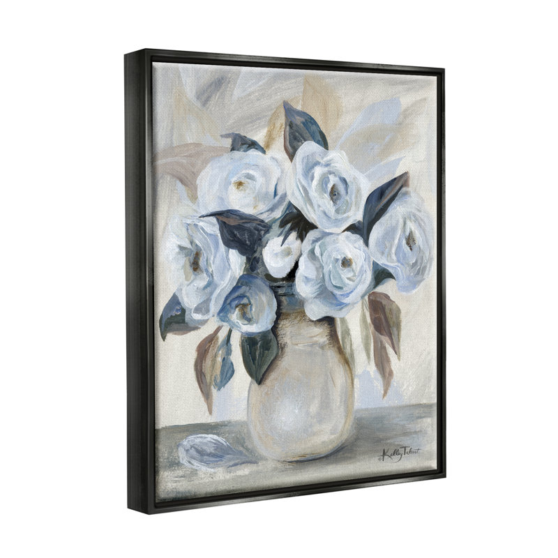 «Traditional Blue Rose Blossom Bouquet» par Kelley Talent - peinture sur toile, H 31 po x l 25 po x P 1,7 po