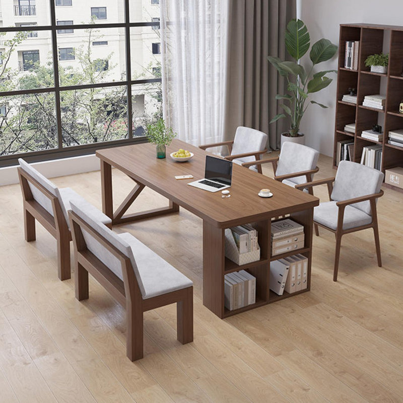 Bureau rectangulaire en bois massif brun noisette, H 29,53 po x l 78,74 po x P 31,5 po