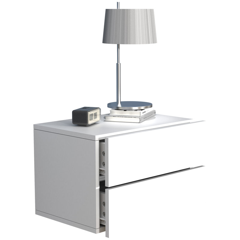 Avyion Manufactured Wood Bedside Table, 30cm H x 45cm W x 32cm D, White
