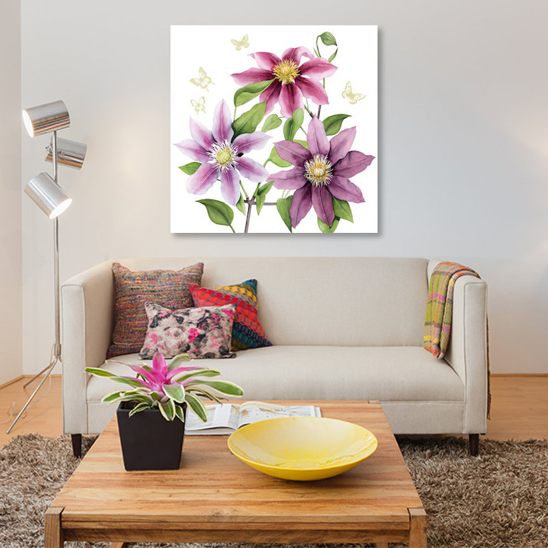 «Clematis Climb II», impression sur toile, H 26 po x l 26 po x P 1,5 po, Toile tendue, Pas de tapis
