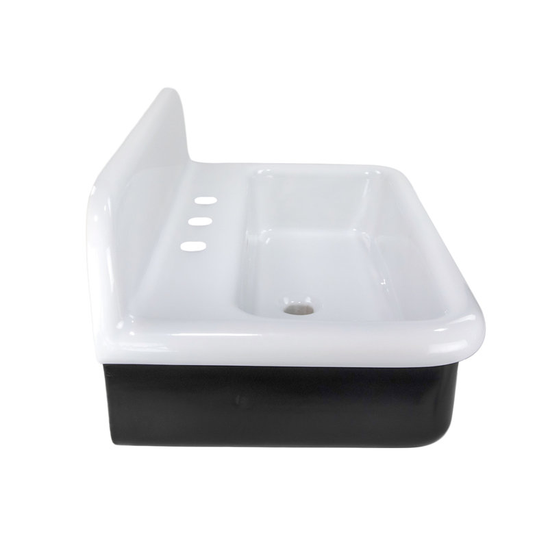 Nantucket Sinks 27.75'' Fireclay Specialty Bathroom Sink with Overflow, Black/White