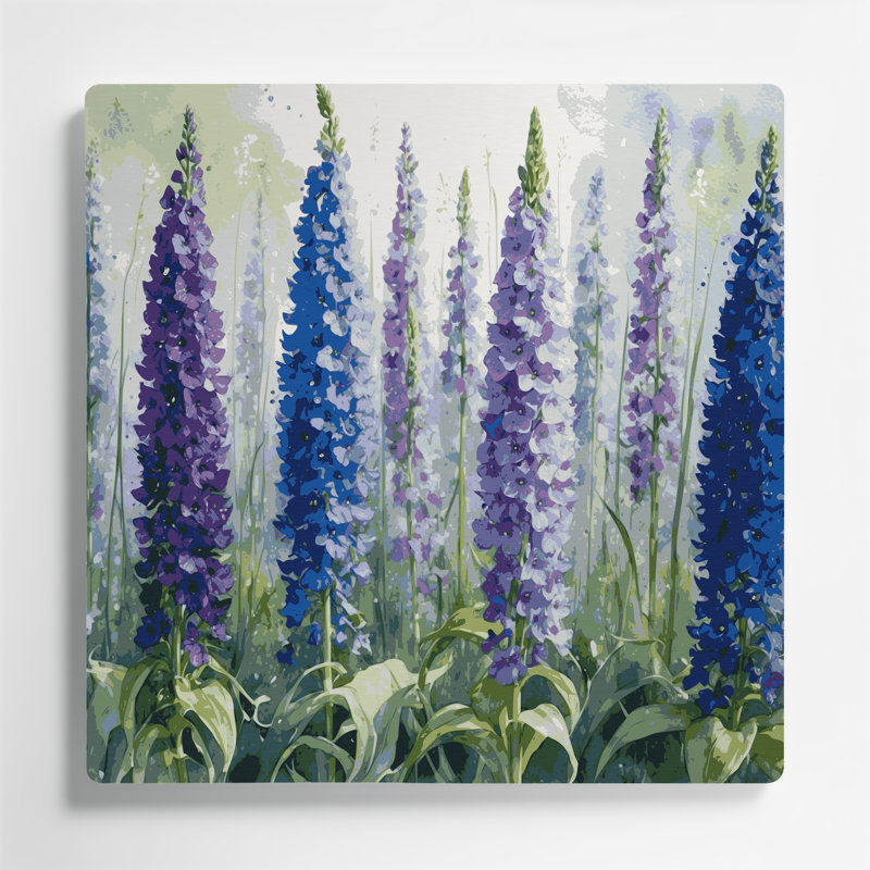 Art mural en métal Botanical Delphinium, H 32 po x l 32 po