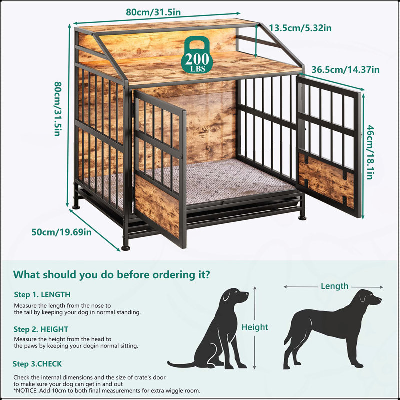 Élégante cage pour chien en bois multifonctionnelle avec rangement et éclairage à DEL RVB, idéale pour les chiens de grande / moyenne taille et pour la décoration