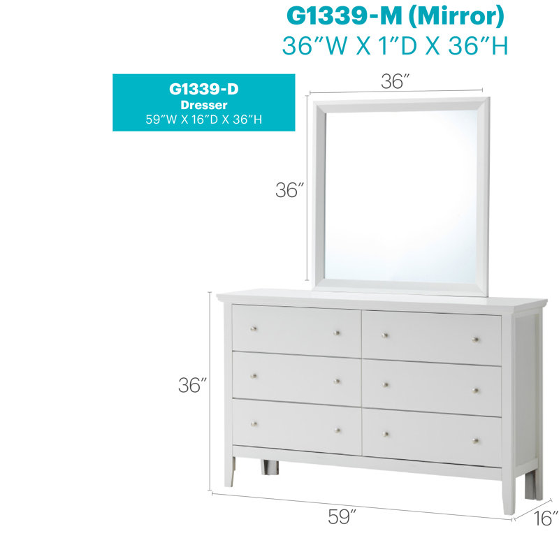Mayflower 59'' W 6 - Drawer Dresser, White