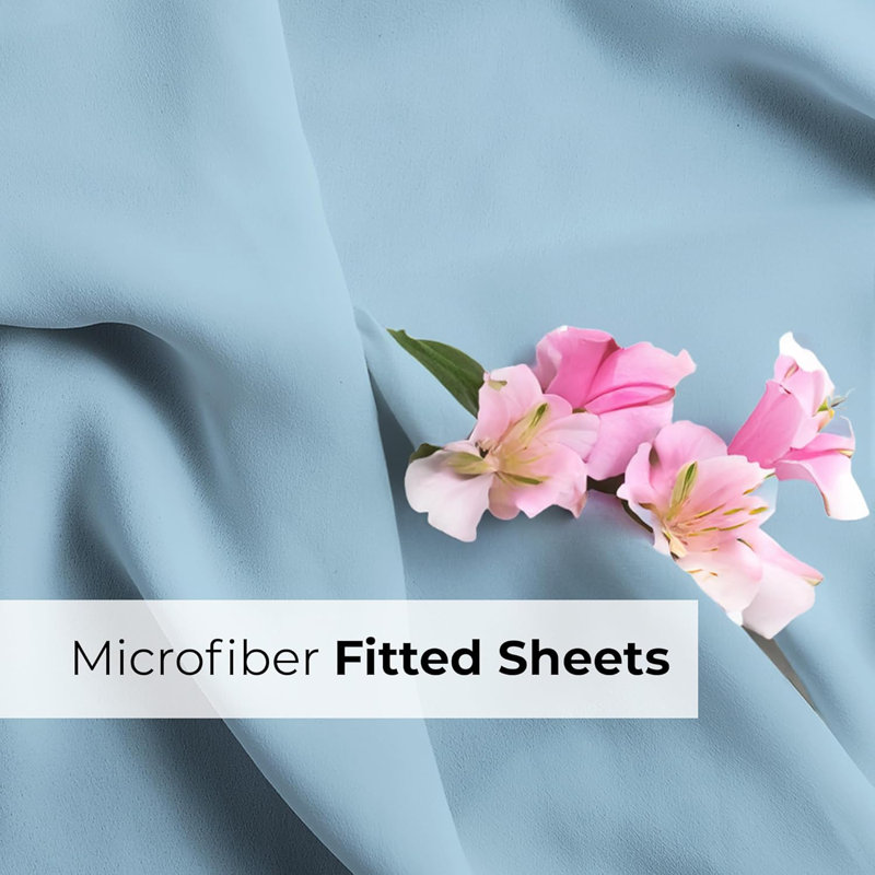 Extra Deep Pocket Fitted Sheet Only, Cooling & Breathable Bed Sheet, Soft, Fits 18–24 Inch Mattress, Full, Light Blue