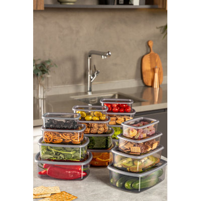 Durable Storage Box Set, Anthracite Color | 100% Plastic, Dishwasher-Safe | Includes 4x(3.1 x 4.9 x 1.6 in, 8.5 fl oz), 4x(3.9 x 5.7 x 2.0 in, 16.9 fl oz), 4x(4.6 x 6.5 x 2.3 in, 25.4 fl oz), 4x(5.5 x 7.5 x 2.6 in, 40.6 fl oz) Office & Home Storage Needs