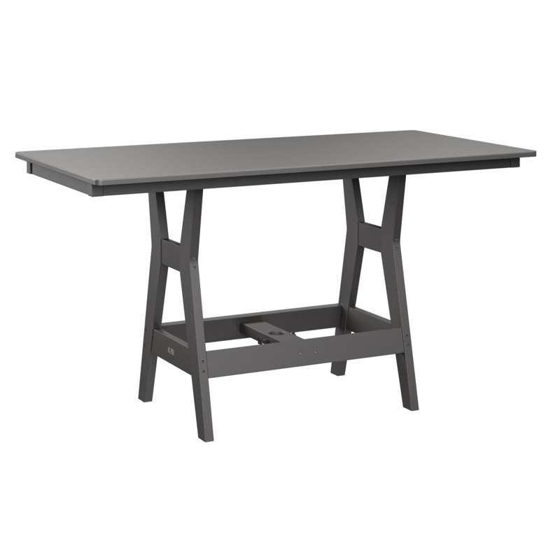 Table de bar Harbour, Gris fumée, H 35,5 po x l 66 po x P 33 po, Acier inoxydable martelé