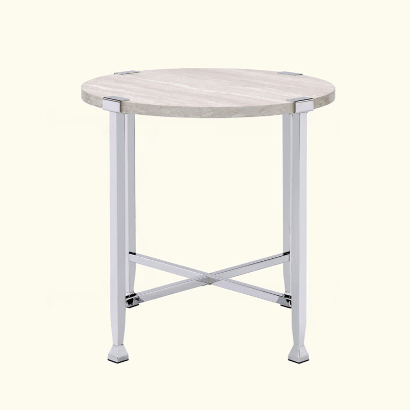 Table de bout ronde avec support en forme de X
