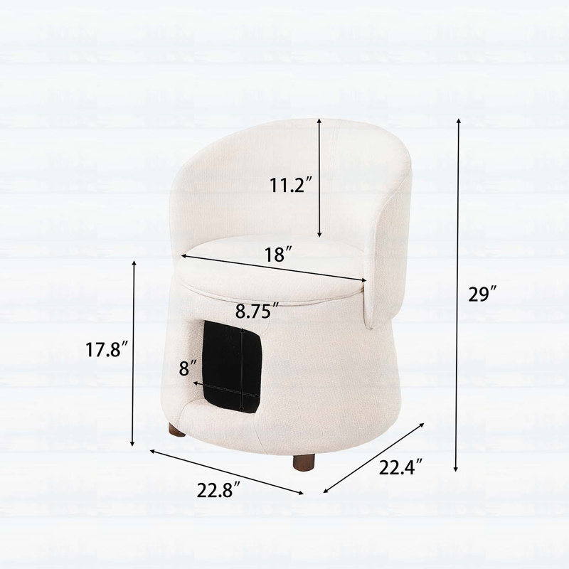 Pet Friendly Chair with Hidden Nook,Convertible Stool,and Storage, Beige
