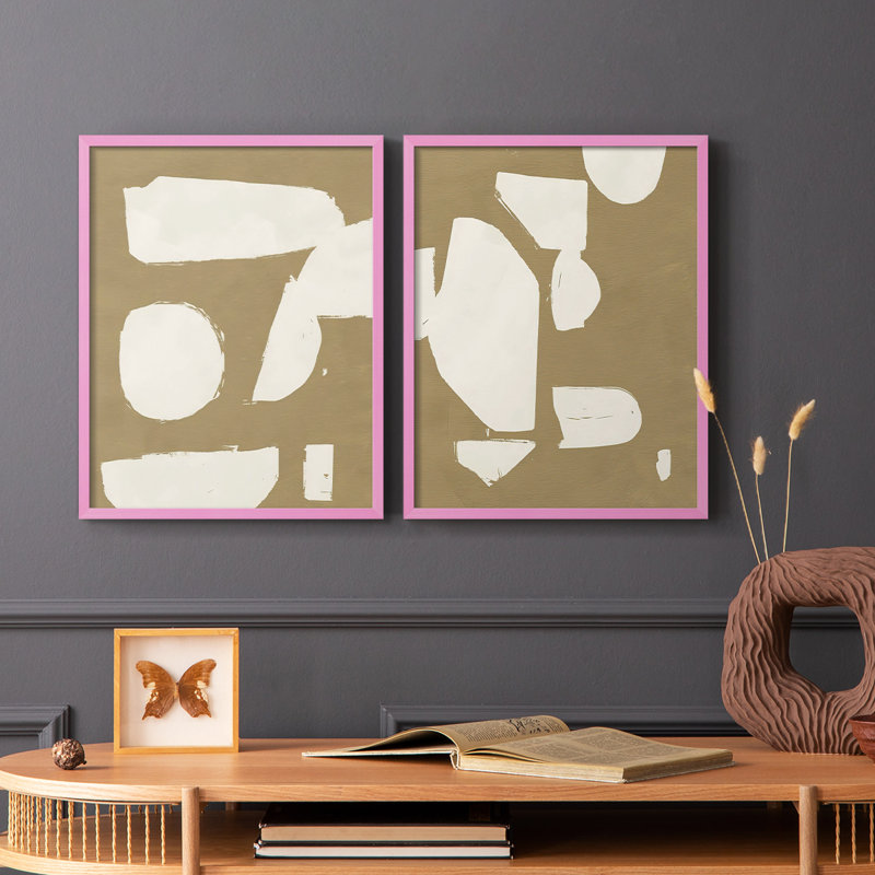 Impression encadrée ChunkyAb AbstractI-Premium - prête à être accrochée - aucun clou requis - aucun clou requis, Rose