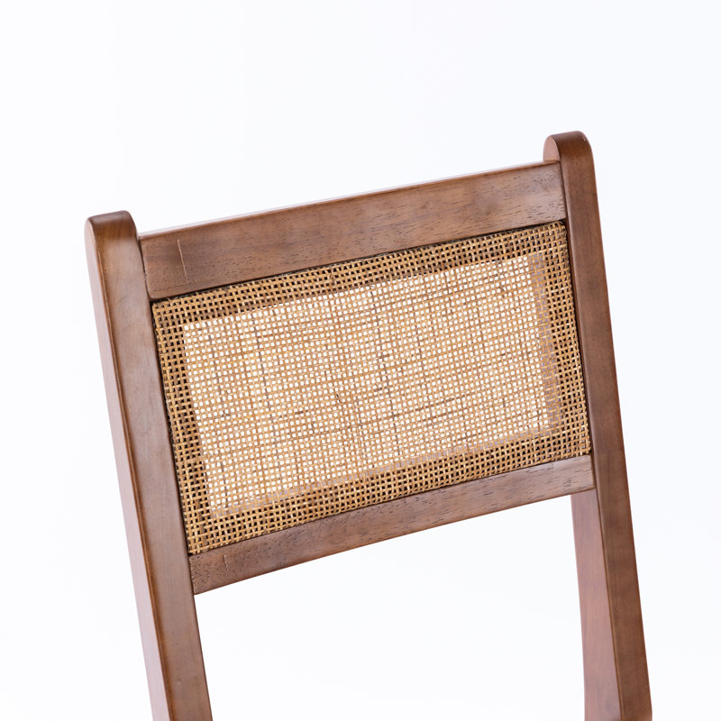 Ensemble de 2 chaises de salle à manger en rotin avec bandes tissées en cuir 18 po K / D