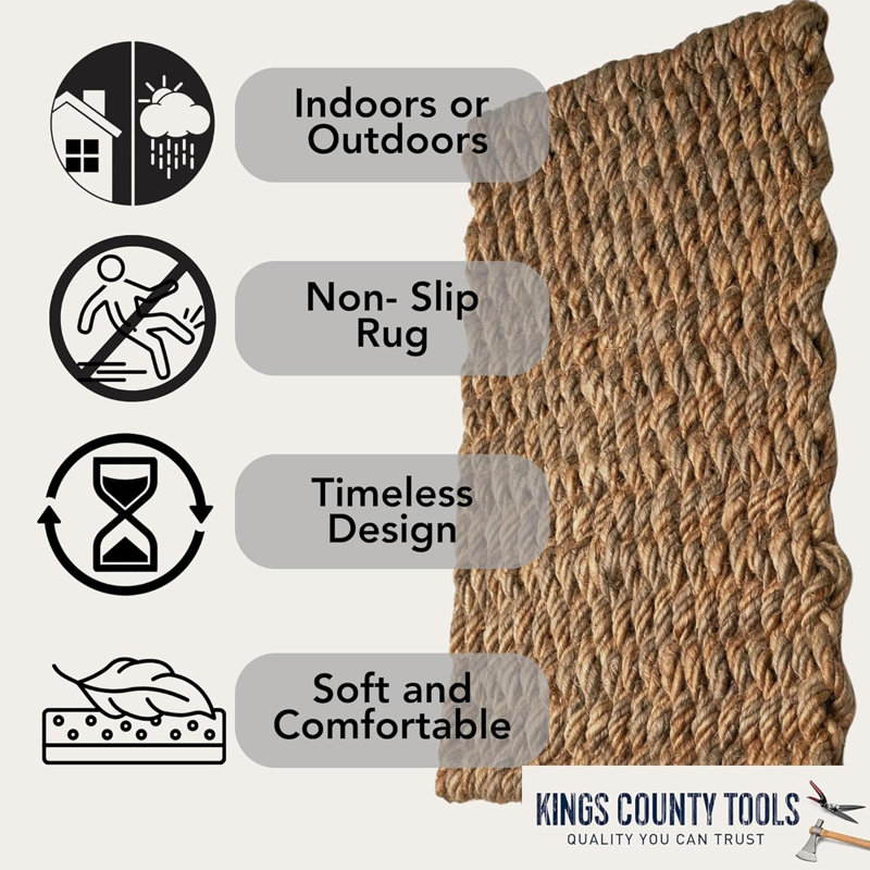  30x17in Jute Doormat Entry Rug