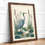 Heron Among Cattails Botanical - Framed Print-324507063-324507067