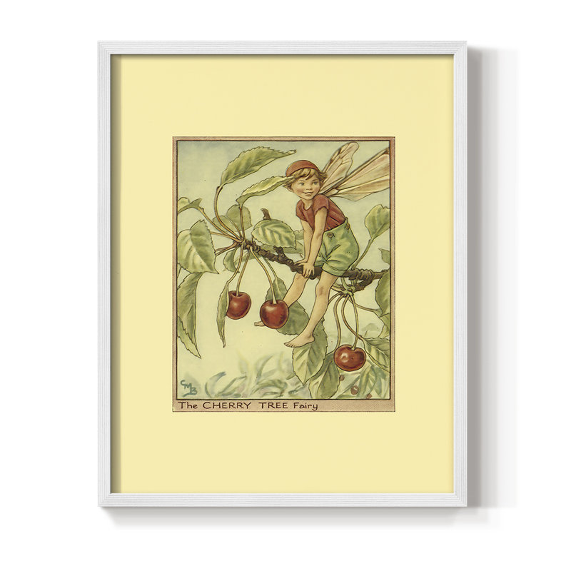 «The Cherry Tree Fairy», reproduction encadrée - bois massif, Cadre simple blanc, H 10 po x l 8 po