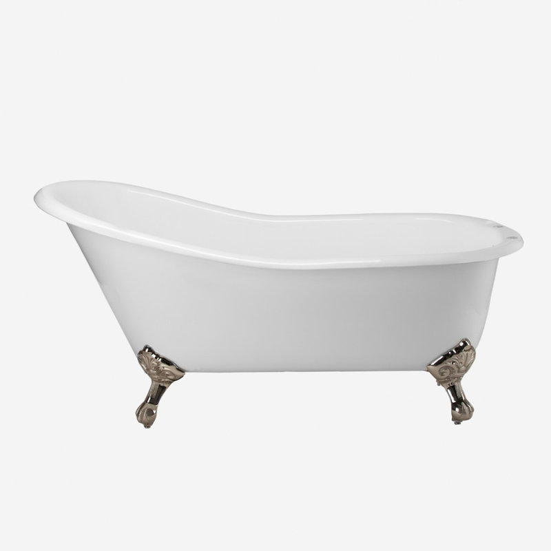 Baignoire de trempage sur pattes Charlotte, Nickel poli, H 30 po x L 60,5 po x l 30 po