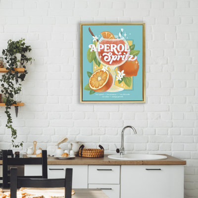 Cadre flottant rafraîchissant rétro Aperol & Recipe, design par Courtney Morgenstern