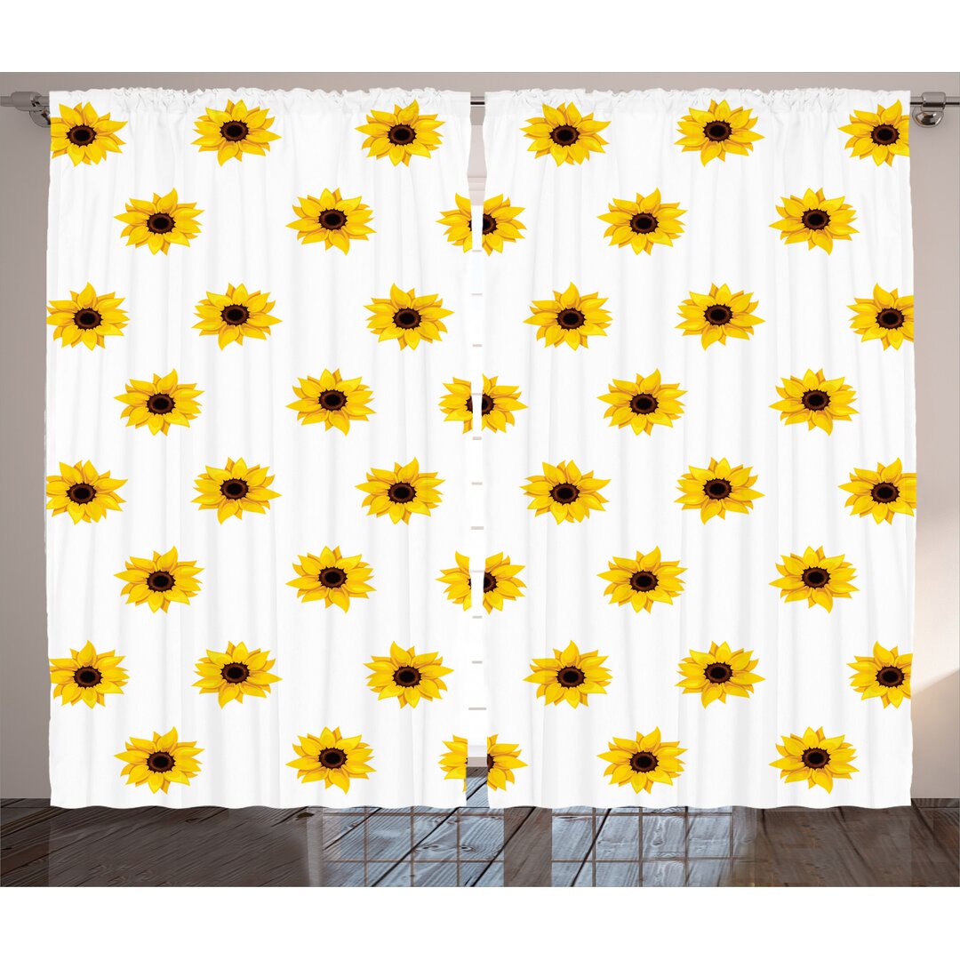 Rustikaler Vorhang, Sunflower Muster Natur, Gelb, Gelb