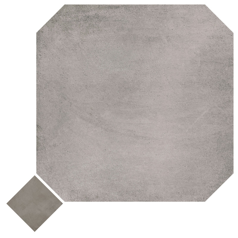 Laverton Octagon W/Taco 7-7/8 In. X 7-7/8 In. Porcelain Floor And Wall Tile, Light Gray/Dark Gray