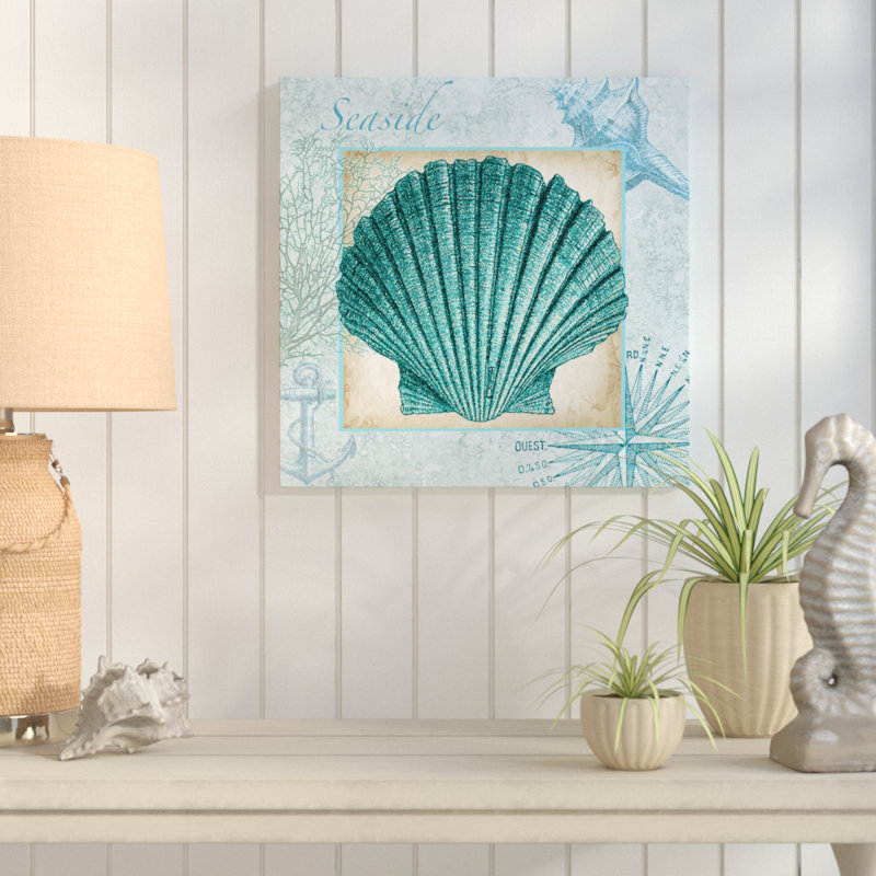 «Aqua Shell: Scallop» par Tre Sorelle Studios, reproduction d'art graphique sur toile, H 12 po x l 12 po