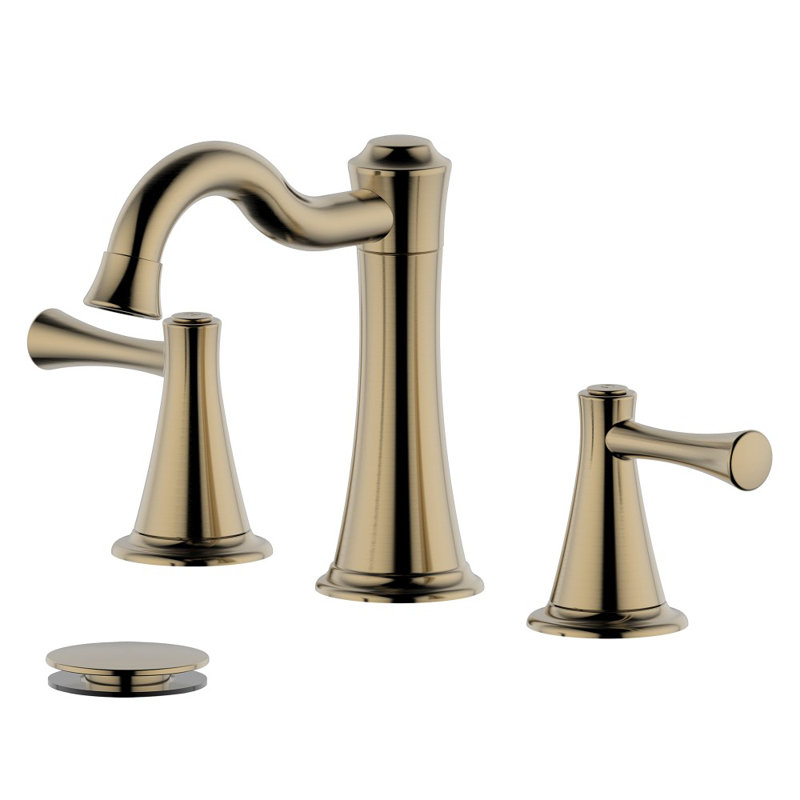 Konya 2-handle Bathroom Faucet with Drain Assembly, Gold