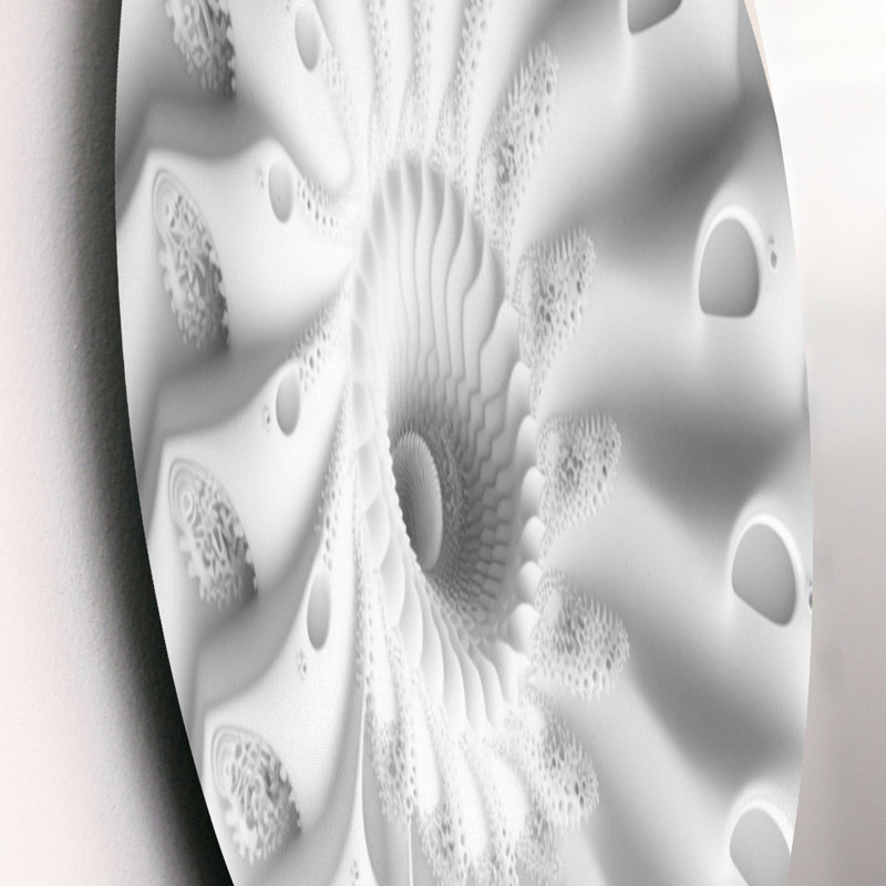 Blanc fractal en spirale en V - impression sans cadre, L 16 po x H 16 po