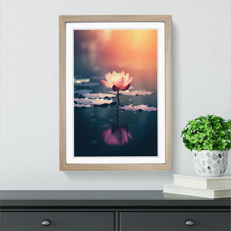 Water Lily Pond Minimalism - Framed Print, Oak Framed, 64cm H x 46cm W