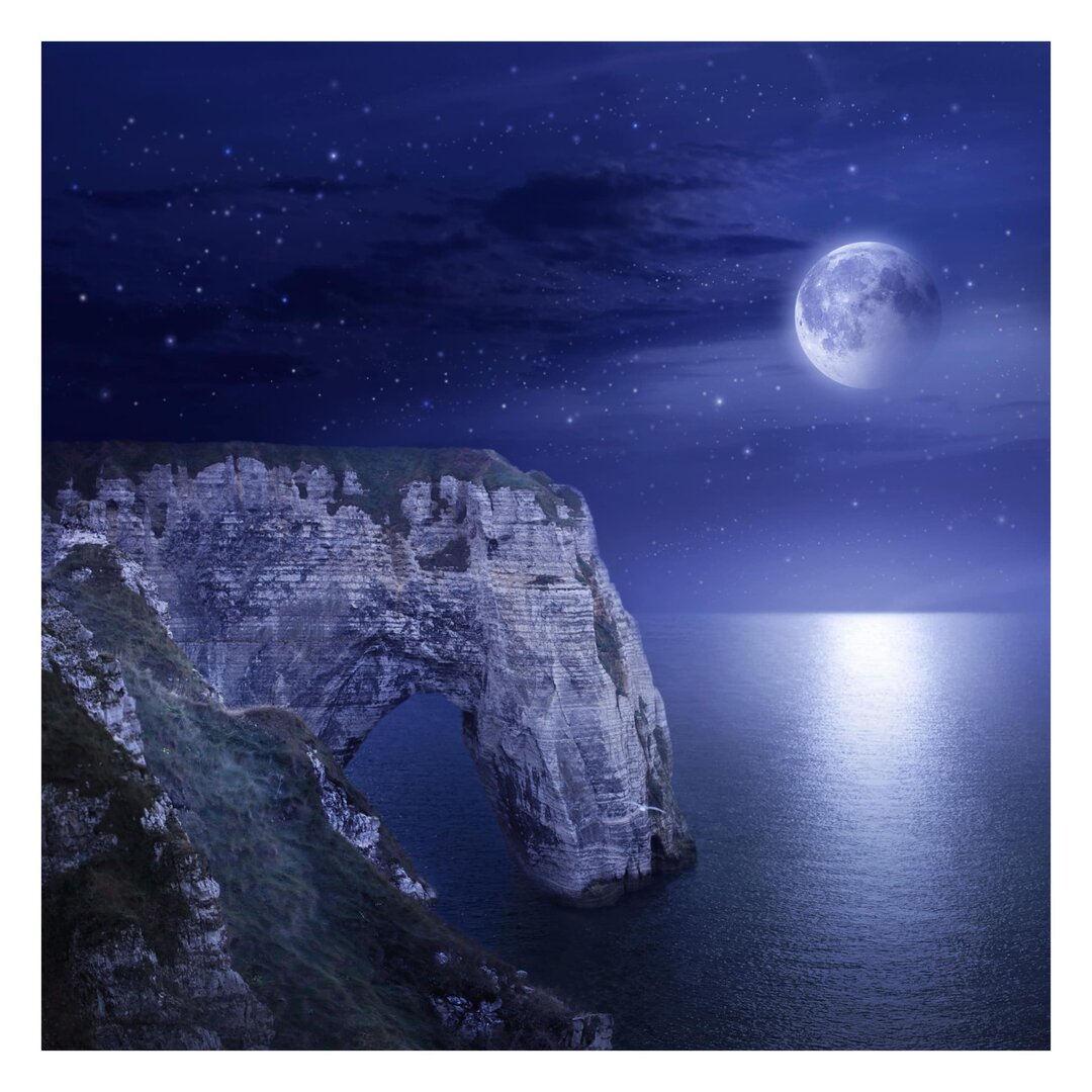 Strukturierte Tapete Étretat in the Moonlight 3,36 m x 336 cm