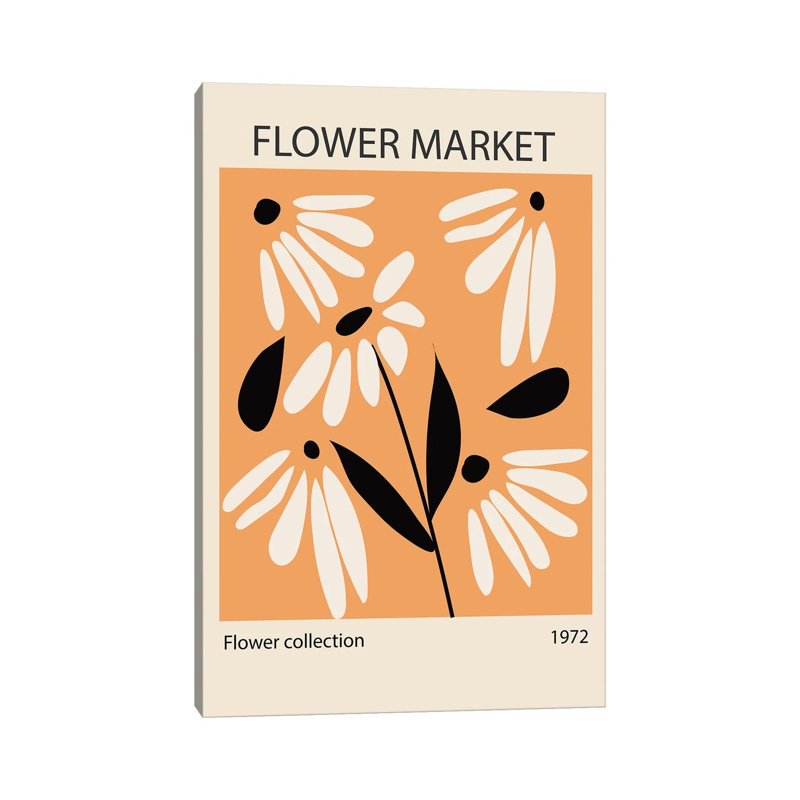 «Retro Flower Market Design», reproduction d'art sur toile tendue, 26" x 18", Toile tendue avec châssis, No Frame