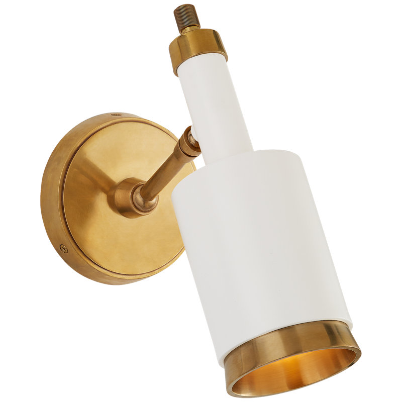 Thomas O'Brien Anders Small Articulating Wall Light, Antique Brass, White
