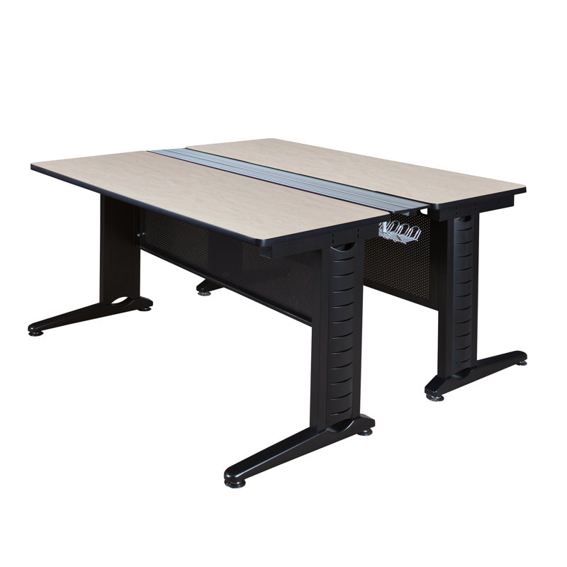 Bureau poste de travail 2 personnes Nevjana Fusion, H 26 po x l 48 po x P 58 po, Érable
