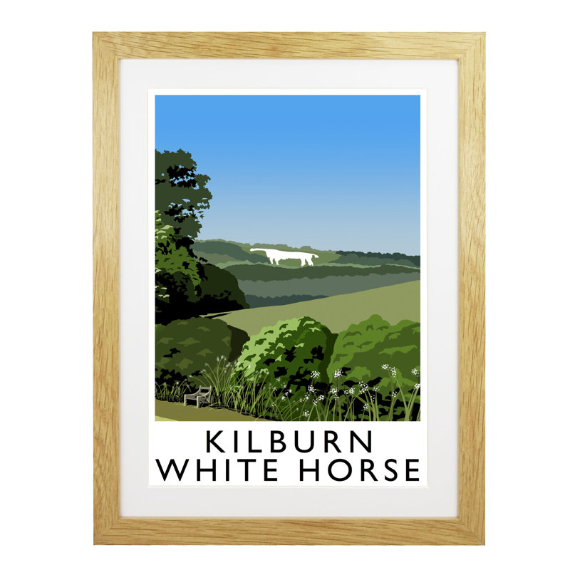 Kilburn White Horse by Richard O'Neil - Print, Oak Wood Frame, 43.5 cm H x 33.5 cm W x 2.2 cm D