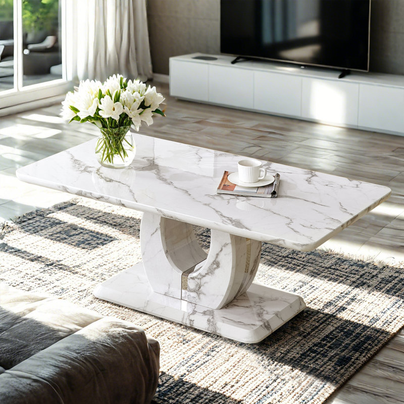 Table basse Modern MDF, Blanc, H 18,30 po x L 43,30 po x l 22,40 po