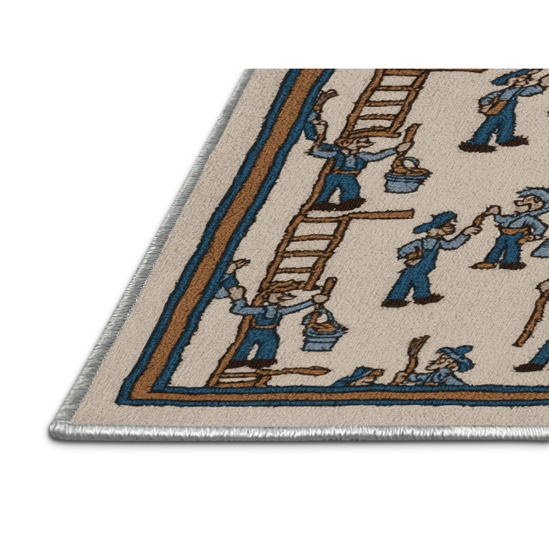 Tapis beige lavable à la machine, Rond 6 pi