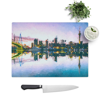 Tempered Glass Auckland Skyline in New Zealand Chopping Board