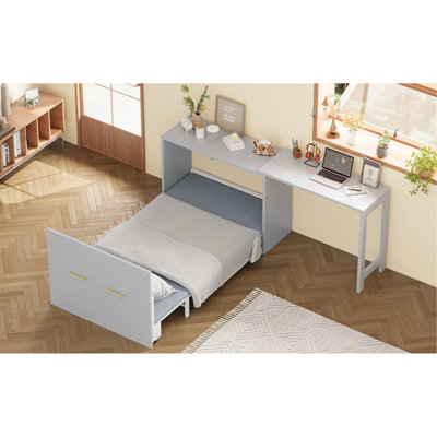 Lit escamotable Murphy avec bureau à position réglable, commode escamotable avec coussin pliable pour chambre d'amis