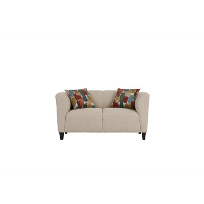 61" Upholstered Loveseat with Hardware Multi Pillows