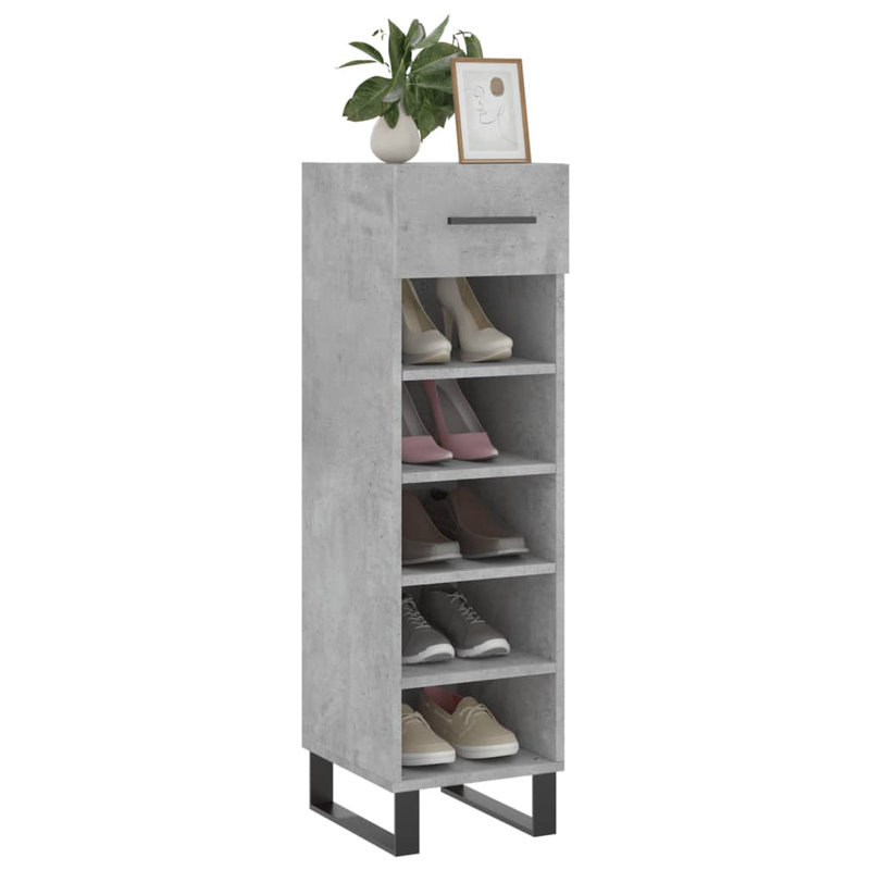 5 Pair Shoe Storage Cabinet, Concrete Grey