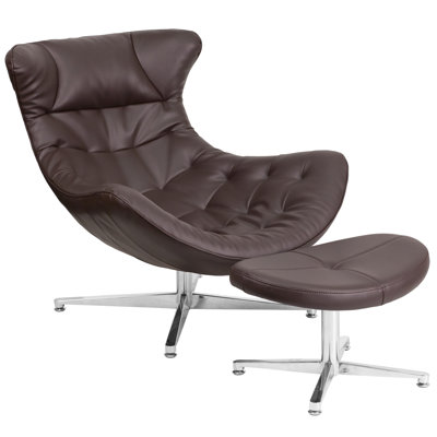 Ranson Faux Leather Accent Chair with Ottoman