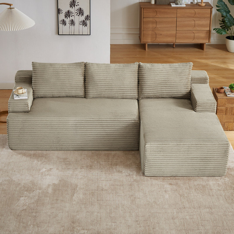 Boneless 96" Sectional Couches for Living Room Fluffy Cloud Couch Sofa with Deep Seat Upholstered Boneless Couchs Modern Modular Sectional Couch with Chaise