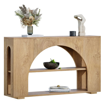 55" Console Table, 3-Tier Farmhouse Wooden Sofa Entryway Table For Hallway, Living Room, Foyer