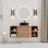 Meuble-lavabo mural 48 po avec lavabo d'art en céramique, deux tablettes de rangement et porte à fermeture en douceur pour salle de bain moderne
