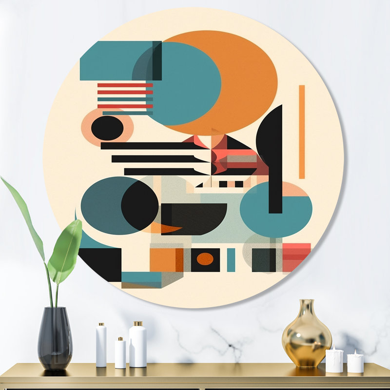 Décoration murale orange et bleue Space I Contemplative, H 36 po x l 36 po x P 1 po
