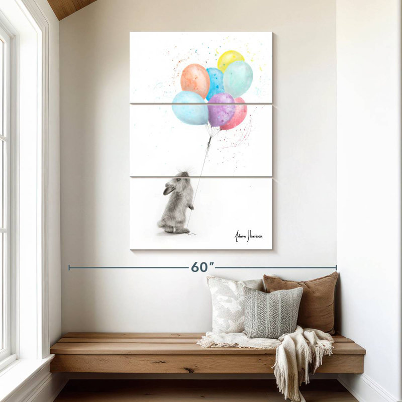 Brampt le lapin et les ballons, H 50 po x l 32 po