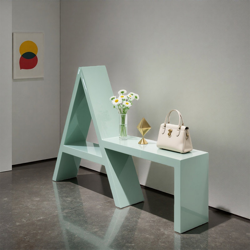 Table de présentation à cadre clair vert clair, H 47,24 po x l 78,74 po x P 23,62 po