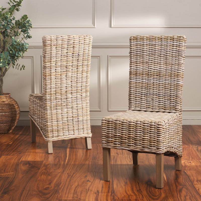 Dallon 19'' H Cane Back Side Chair, Natural Unfinished / Taupe