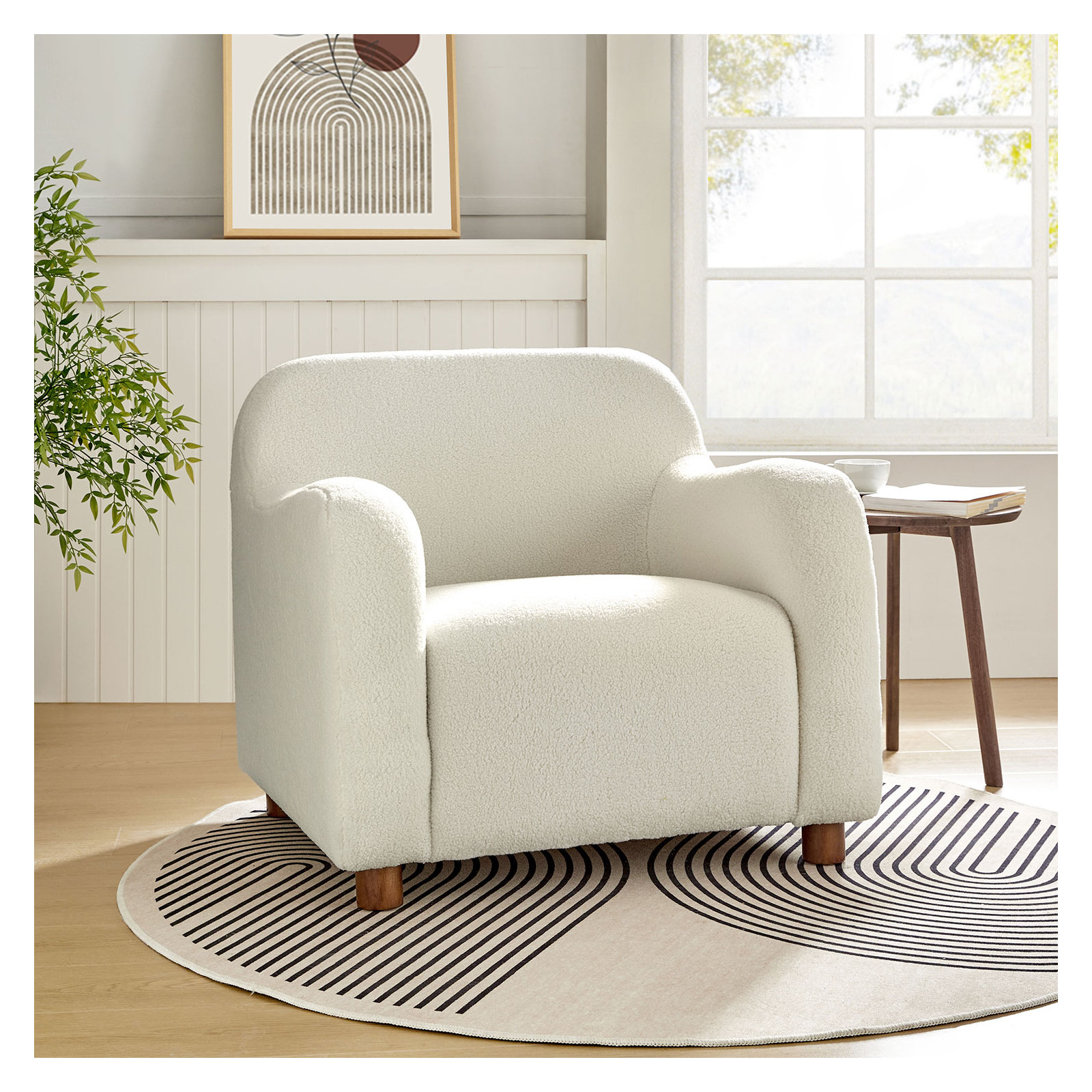 Berken Boucle Armchair, Ivory