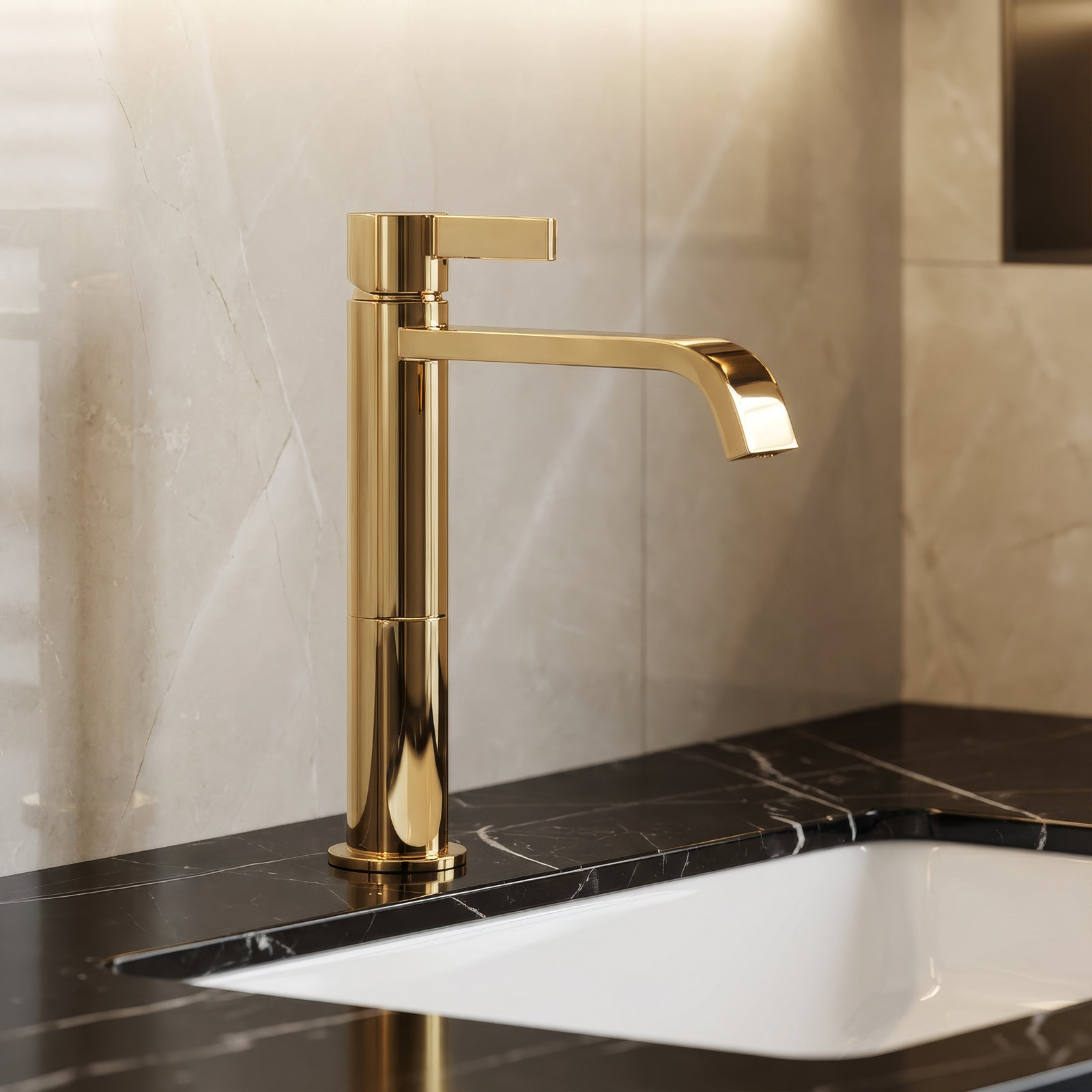 Single-handle Bathroom Faucet, Polished Gold