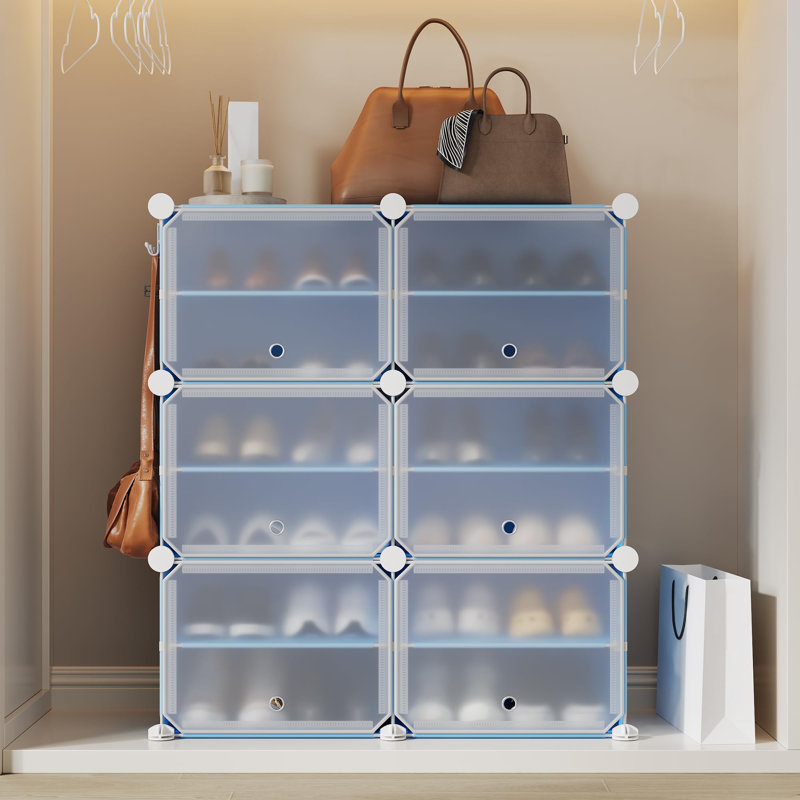 24 Pair Shoe Storage Cabinet, Blue